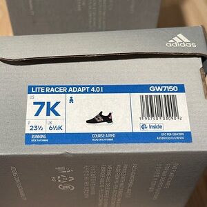 adidas Lite Racer Adapt 4.0 I Kids Sneakers Black with Pink and Teal Accents